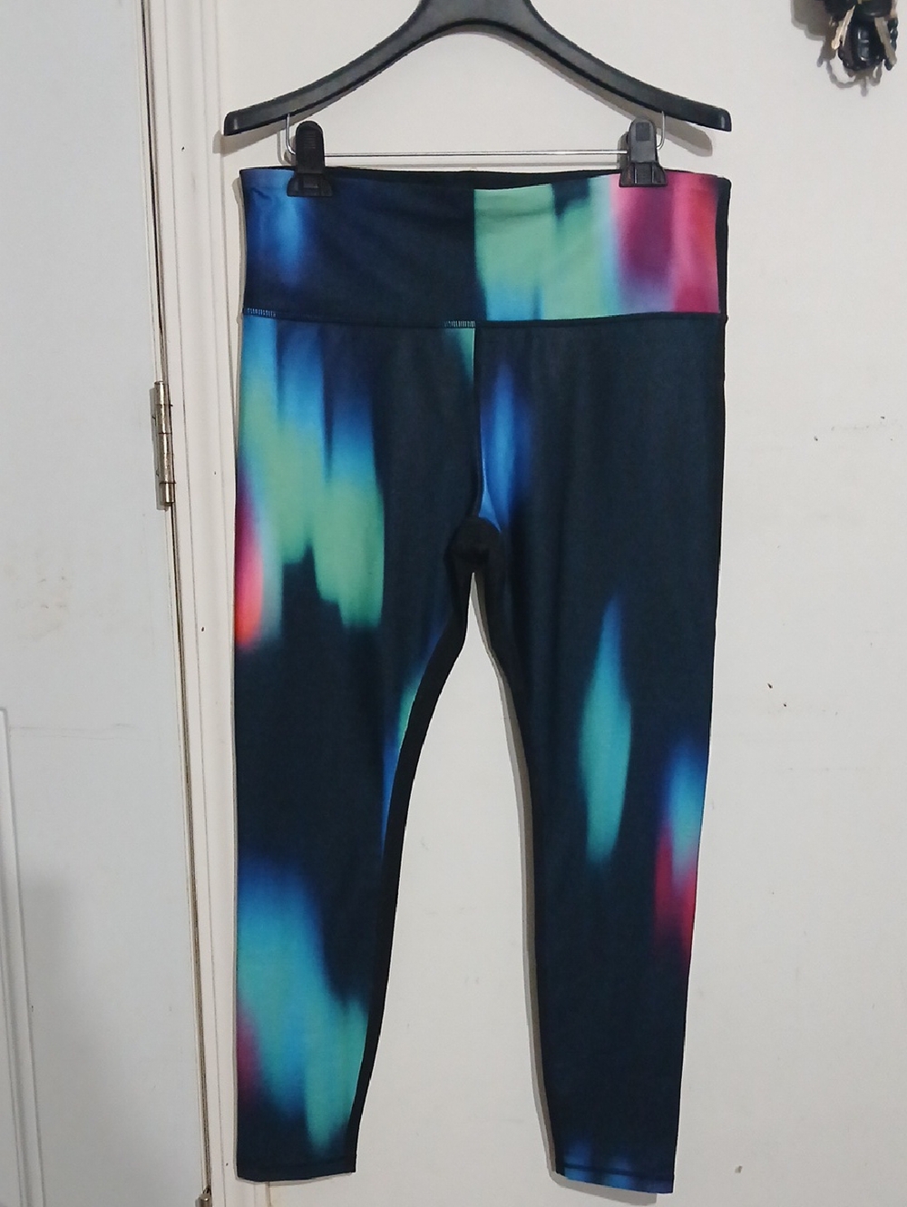 Womens Leggings with Blue, Green & Pink Neon Panels